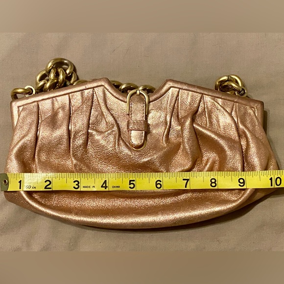 JIMMY CHOO Vintage Y2K Ballet Pink Metallic Suede/Leather Evening Bag Gold Strap - Picture 13 of 16